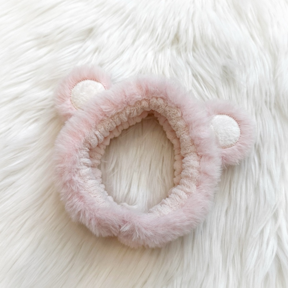 Pink Bear Plush Spa Headband